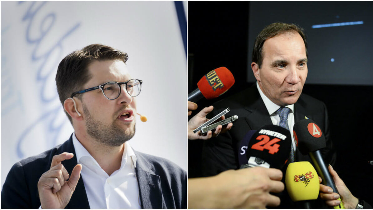 Jimmie Åkesson har något att säga till statsminister Stefan Löfven. 