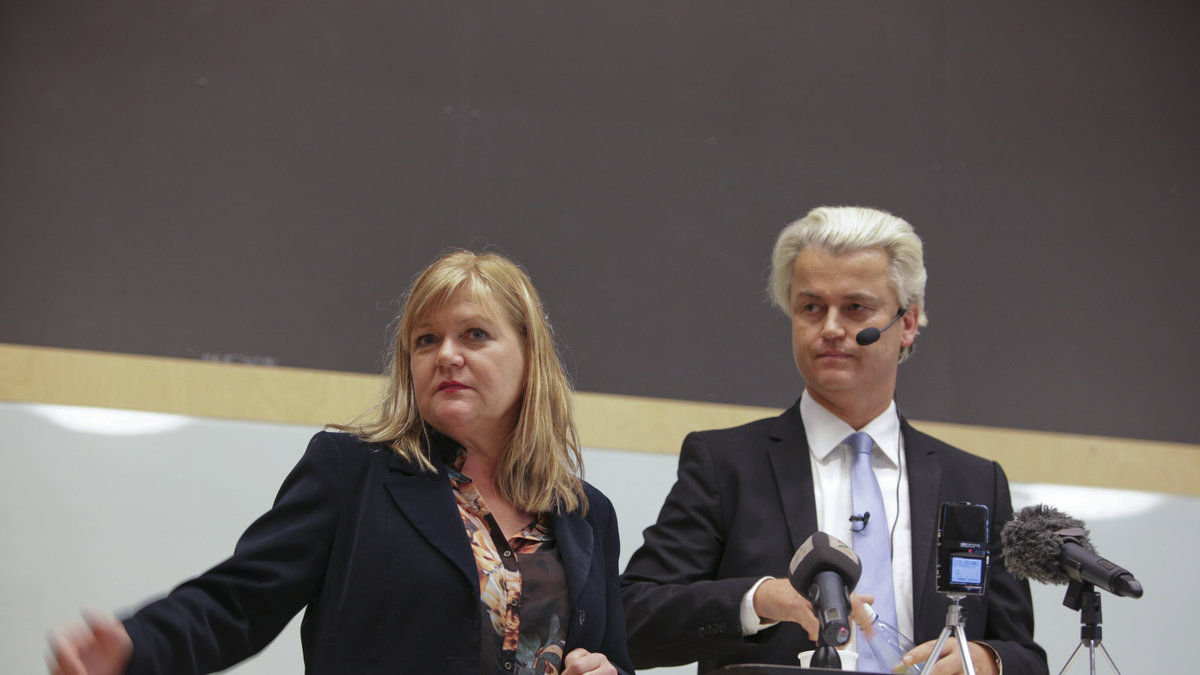Ingrid Carlqvist tillsammans med holländske högerpopulisten Geert Wilders, under hans besök i Malmö.