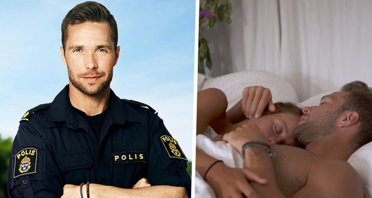 Bild på David Möller från Bachelor 2018 och en bild på när David ligger i sängen med Gabriella Bylund.