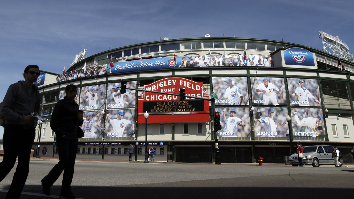Här är Chicago Cubs hemmaarena Wrigley Field, dit paketet skickades. 