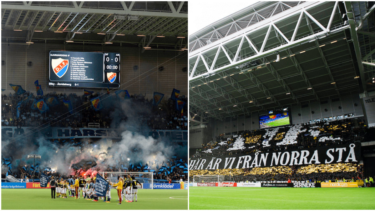 Djurgårdens supportrar och AIK:s brukar leverera snygga tifon. 