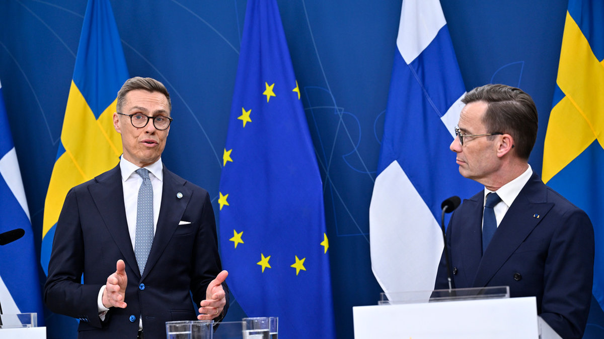 Finlands president Alexander Stubb och statsminister Ulf Kristersson (M) och höll pressträff efter bilaterala överläggningar.