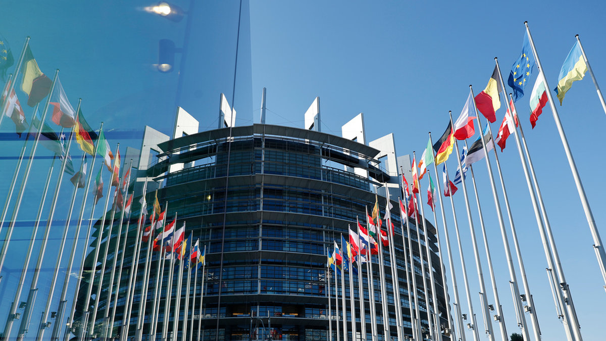 Flaggorna vajar utanför EU-parlamentet i Strasbourg där mandatperiodens sista sittning nu har avslutats.