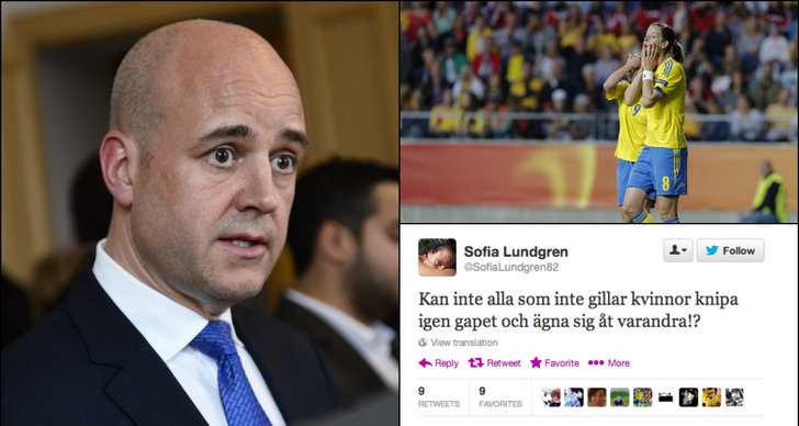 Gustav Fridolin, Fredrik Reinfeldt, hat, Sverige, EM, Danmark, Pia Sundhage