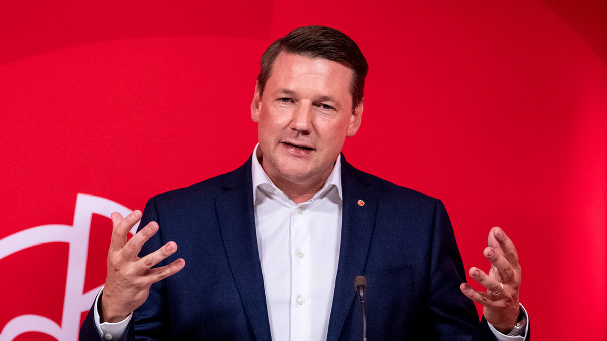 Socialdemokraterna presenterar sin plan för valet i år. På bilden partisekreteraren Tobias Baudin. Arkivbild.