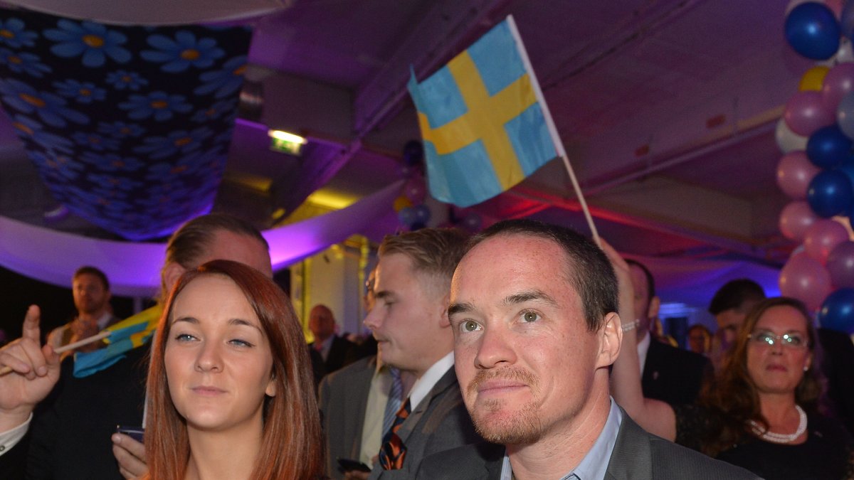 Kent Ekeroth under Sverigedemokraternas valvaka.