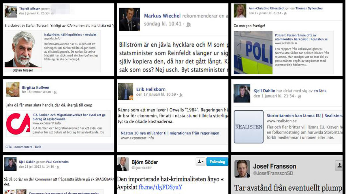 Nyheter24 har tagit del av flera privata Facebookinlägg som visar hur näthatet sprids.