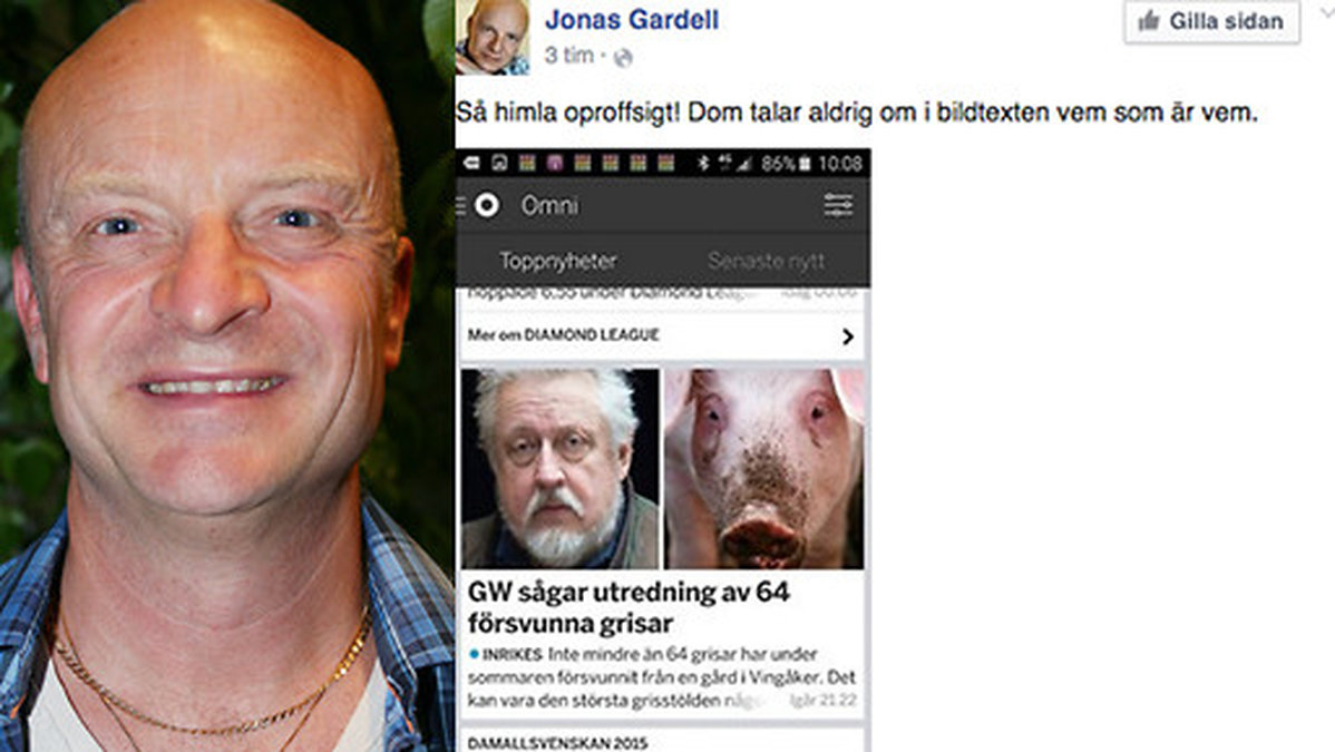 Jonas Gardell hånar Leif GW på Facebook. 