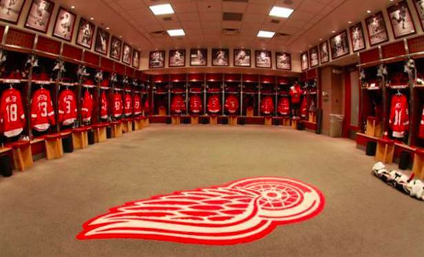 Detroit Red Wings omklädningsrum. Detroit Red Wings omklädningsrum.