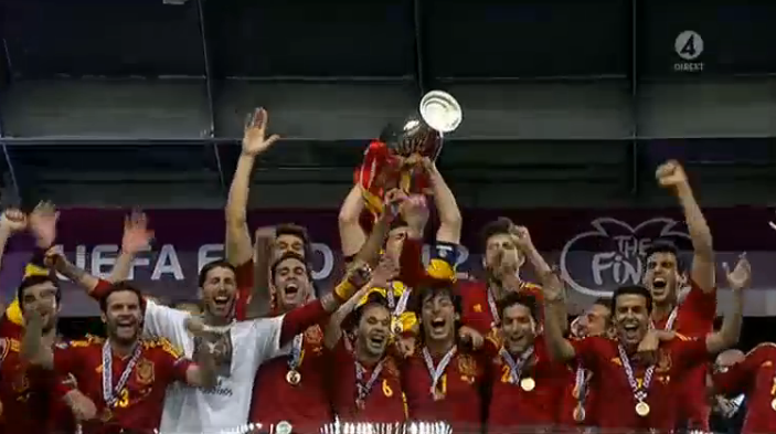 Spanjorerna vann EM 2008, VM 2010 och nu EM 2012.