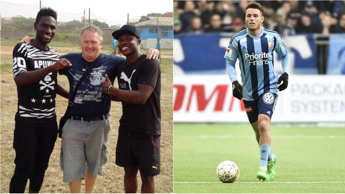 I bilden till vänster ser vi två Sverige-bekanta fotbollsspelare som Mörk varit med att ta fram. Till vänster Baba Mensah med förflutet i Häcken och Joseph Aidoo, Hammarby. Till höger i bild, Kerim Mrabti, Djurgården.