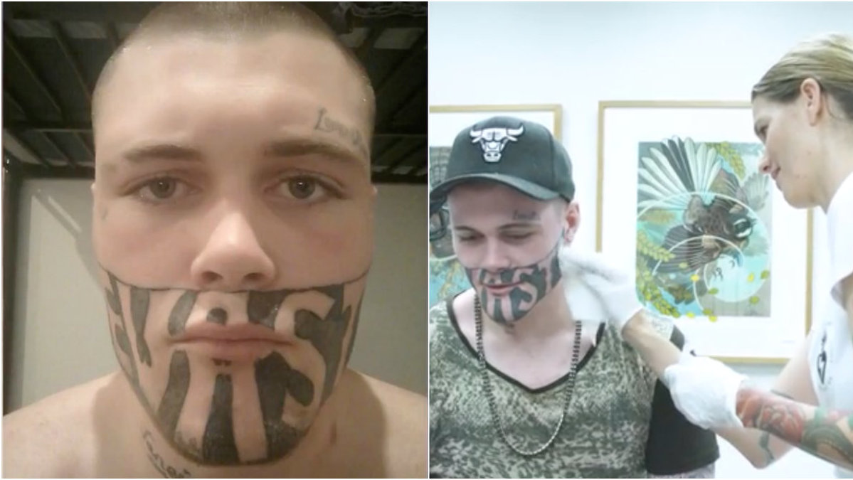 Mark, 19, gjorde sig ökänd efter att hans ansiktstatuering blev viral. 