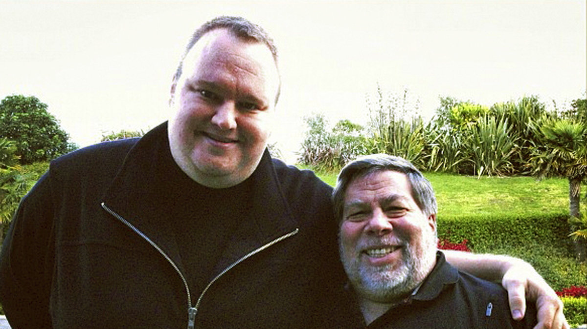 Kim Dotcom med Apples medgrundare Steve Wozniak i maj.