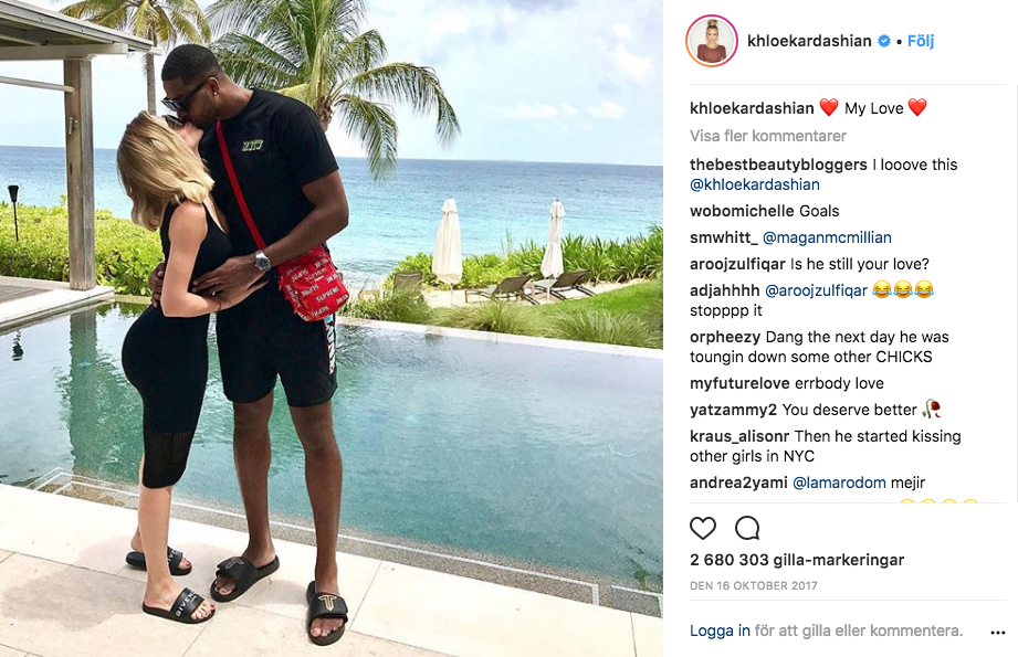 Khloe Kardashian och Tristan Thompson i oktober 2017. Khloe Kardashian och Tristan Thompson i oktober 2017.