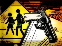 Läraren gick beväpnad till skolan. 