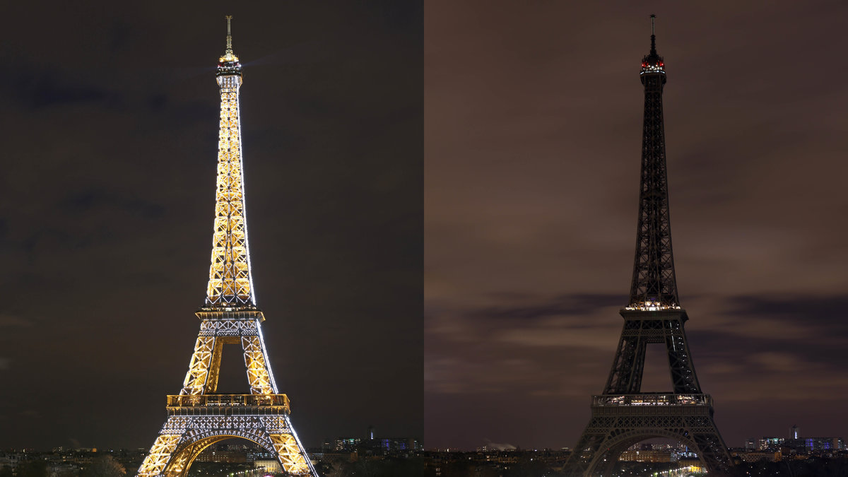 Kända byggnader som Eiffeltornet kommer att släcka ner. 