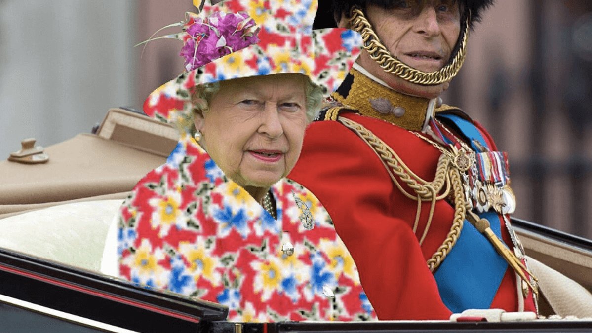 Någon som tyckte drottningen behövde lite mer mönster på sin dräkt. 