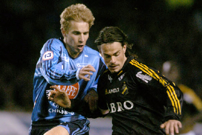 Bergtoft gjorde två mål för Djurgården, bägge mot AIK.