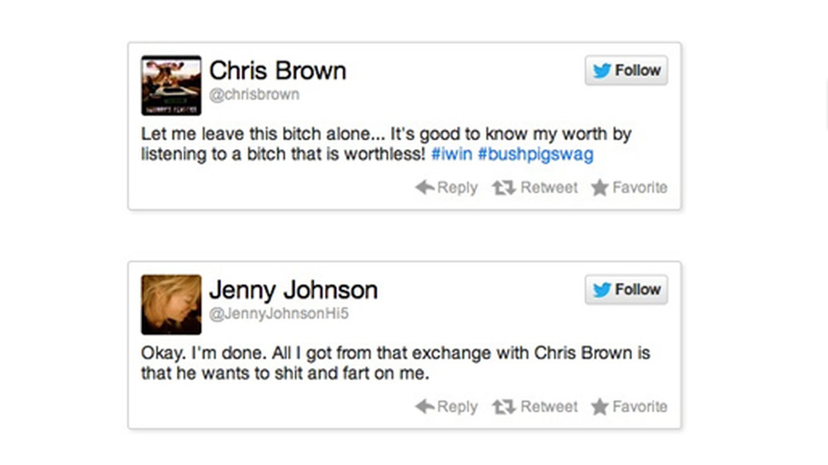 Jenny Johnson tröttnade till slut på Browns barnsliga beteende. 