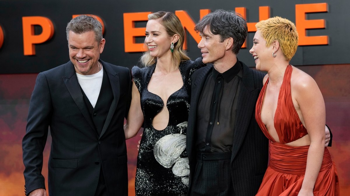 Matt Damon, Emily Blunt, Cillian Murphy och Florence Pugh gick på röda mattan för Christopher Nolans 'Oppenheimer' i London den 13 juli – innan de lämnade premiären för att strejka. Arkivbild.