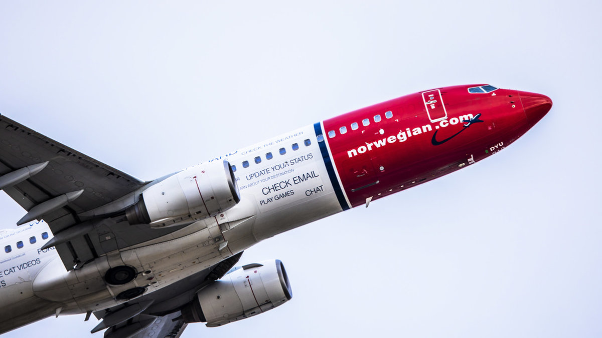 Ett flygplan tillhörande Norwegian. Arkivbild.