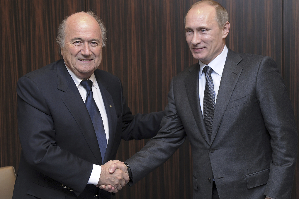 Sepp Blatter tillsammans med Vladimir Putin.