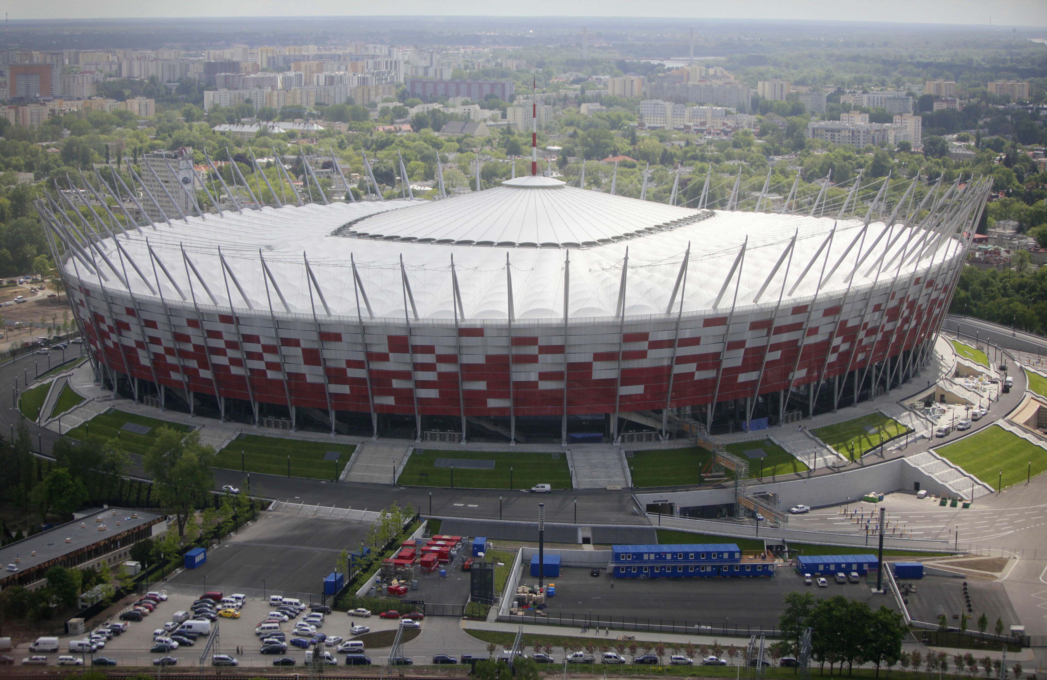 Här, på National Stadium i Warszawa, inleds EM-festen på fredagen.