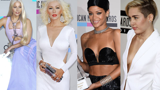 Lady Gaga, Christina Aguilera, Rihanna och Miley Cyrus glänste på röda mattan.