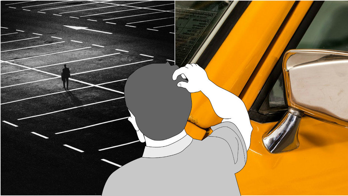 En man tappade bort sin bil i Tyskland. Han hittade den tjugo år senare. Bilden är tvådelad. Ena bilden föreställer en stor tom parkering, den andra föreställer en gul bil. 