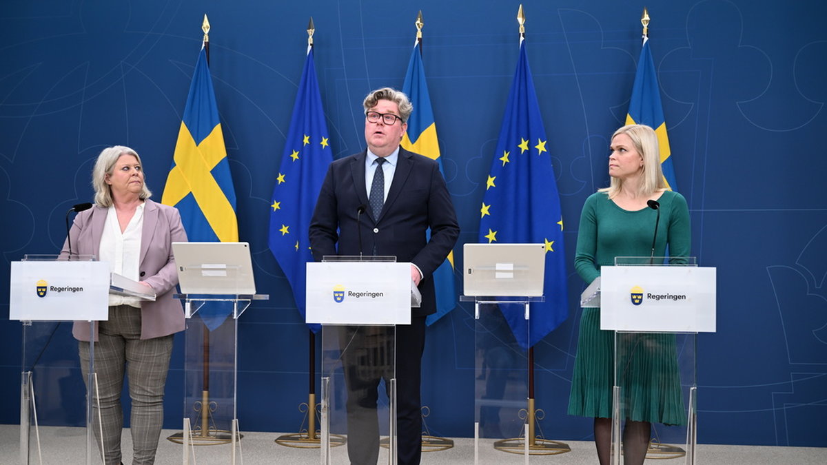 Camilla Waltersson Grönvall (M), socialtjänstminister, Gunnar Strömmer (M), justitieminister, och Paulina Brandberg (L) jämställdhetsminister.