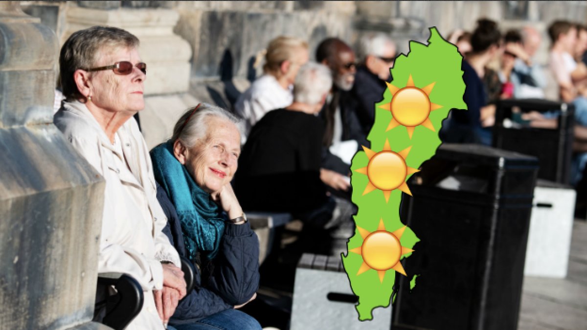 Människor som solar. Karta över Sverige.