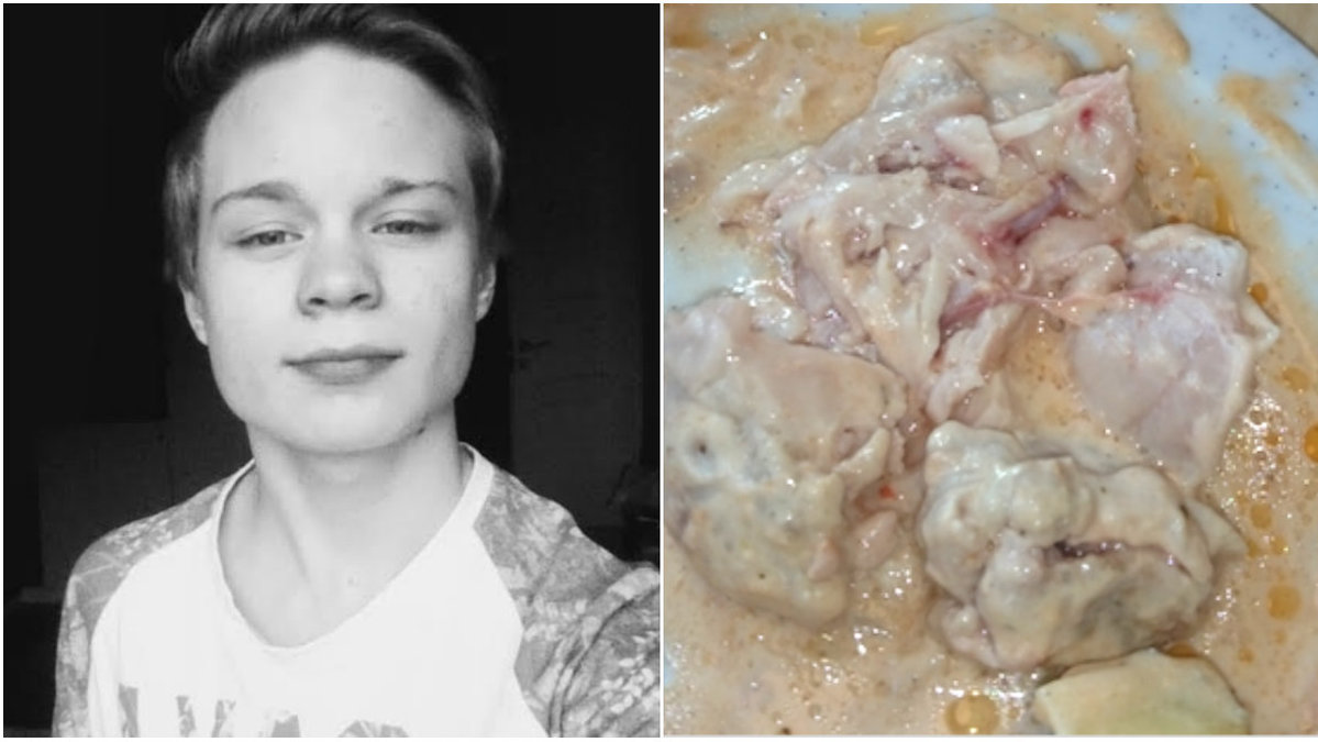 Oliver Persson, 15 år, fick rå kyckling i kycklinggrytan som serverades på Viktoriaskolan i Borgholm. Ett skolkök som ägs av företaget Borgholm Energi AB, känt för en del kontroverser gällande skolmaten sedan tidigare.