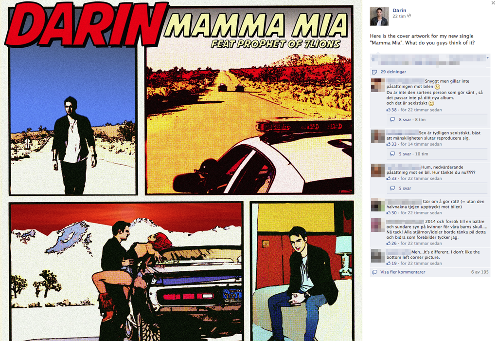 Mamma Mia, Sexism, Omslag, Facebook, Fans, Objektifierande, Kommentarer, Darin Zanyar, Reaktioner