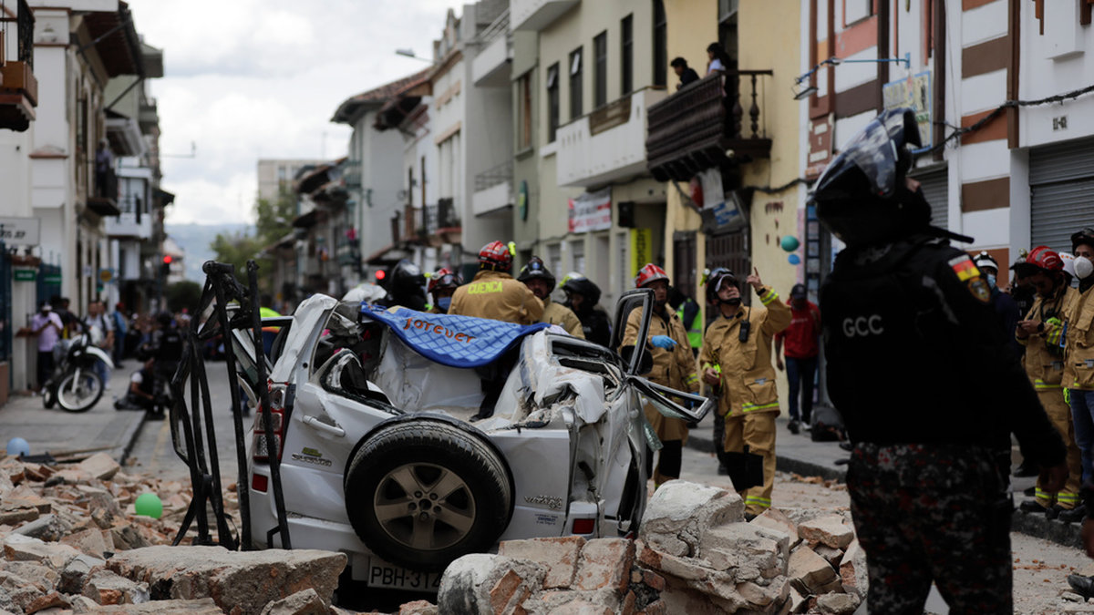 Enligt USA:s geologiska myndighet USGS hade skalvet en magnitud på 6,8. Bild från staden Cuenca i Ecuador.