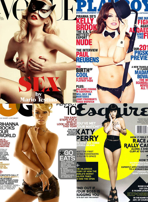 Kelly Brook, Rihanna och Katy Perry är några av stjärnorna som poserat topless på tidningsomslag. Kelly Brook, Rihanna och Katy Perry är några av stjärnorna som poserat topless på tidningsomslag.