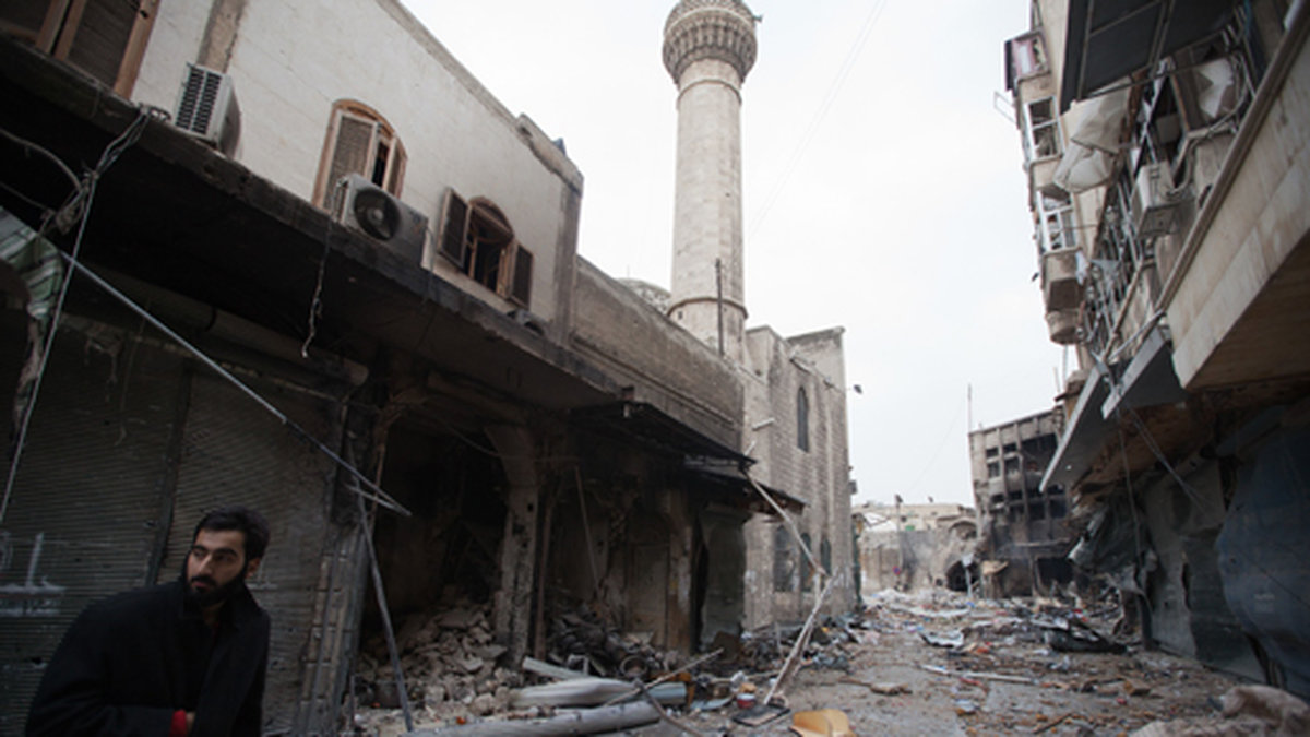 Den gamla staden i Aleppo är totalförstörd. 