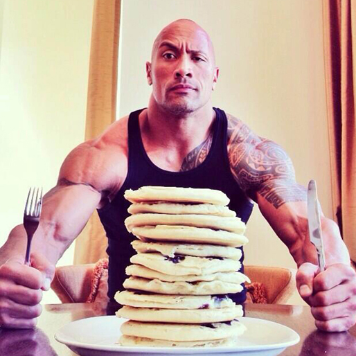 Dwayne Johnson gillar sina pannkakor. Dwayne Johnson gillar sina pannkakor.