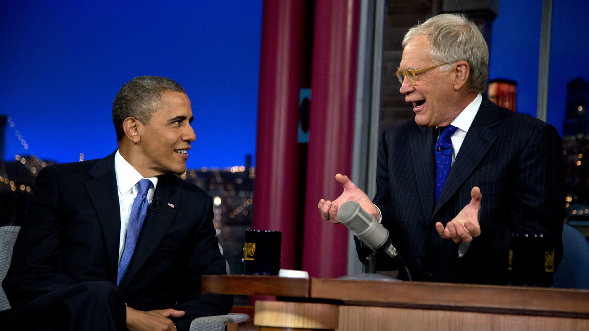 Barack Obama och David Letterman skämtade loss - men pratade även en del allvar.