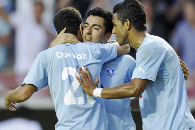 Jiloan Hamad blev stor matchhjälte för sitt MFF. Jiloan Hamad blev stor matchhjälte för sitt MFF.