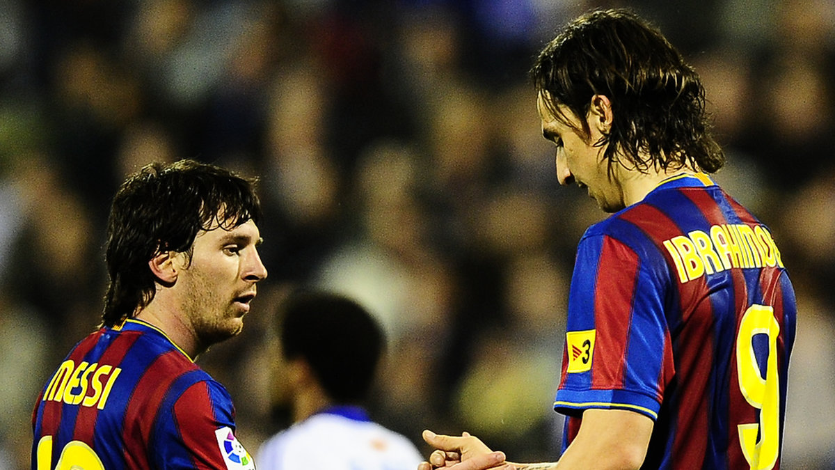 Zlatan Ibrahimovic och Lionel Messi spelade tillsammans i Barcelona. Arkivbild.