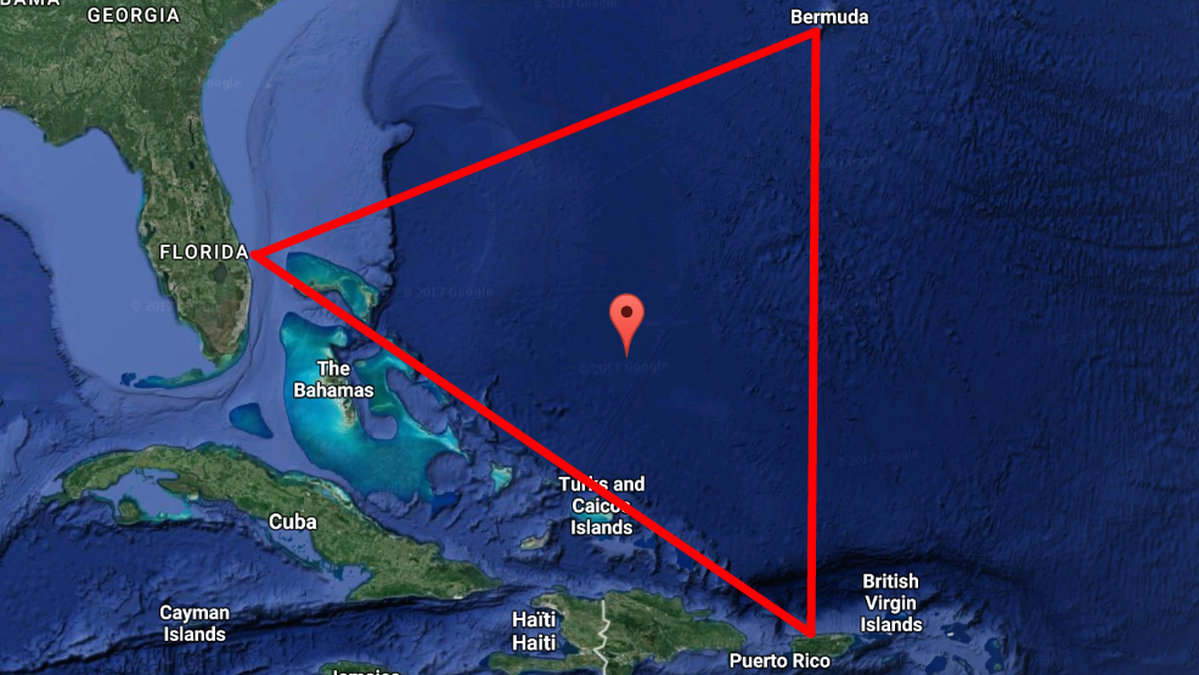 Bermudatriangeln sträcker sig från Floridas östkust, till Bermuda i Norr, och slutar vide Puerto Rico i sydöst.