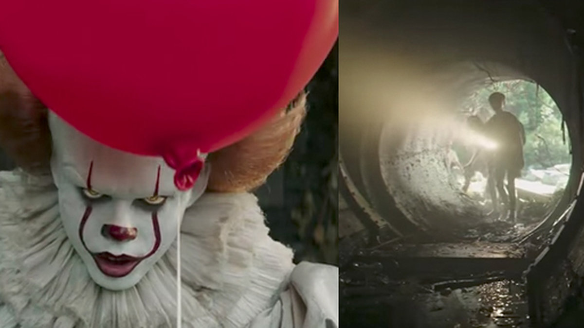 Bill Skarsgård spelar rollen som den läskiga clownen Pennywise.