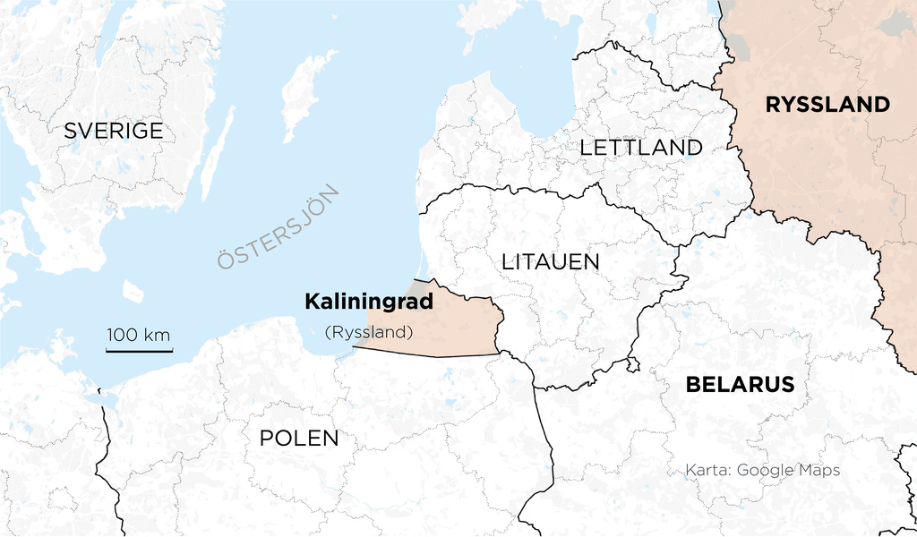Kaliningrads position i Östersjöområdet.