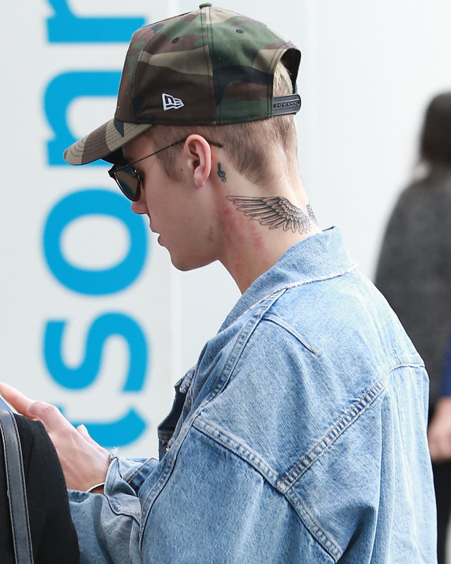 Justin Biebers nya tatuering, december 2015. Justin Biebers nya tatuering, december 2015.