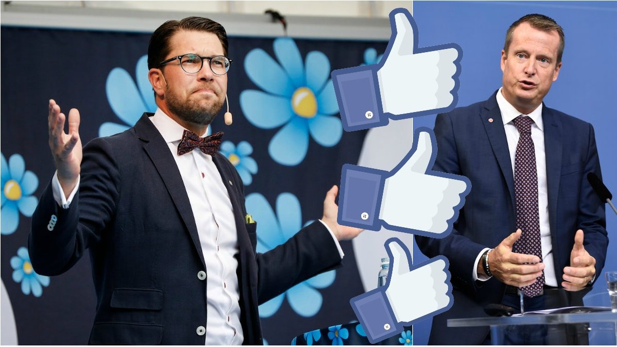 Jimmie Åkesson har överlägset flest likes på Facebook – men även Anders Ygeman är poppis på fejjan. 