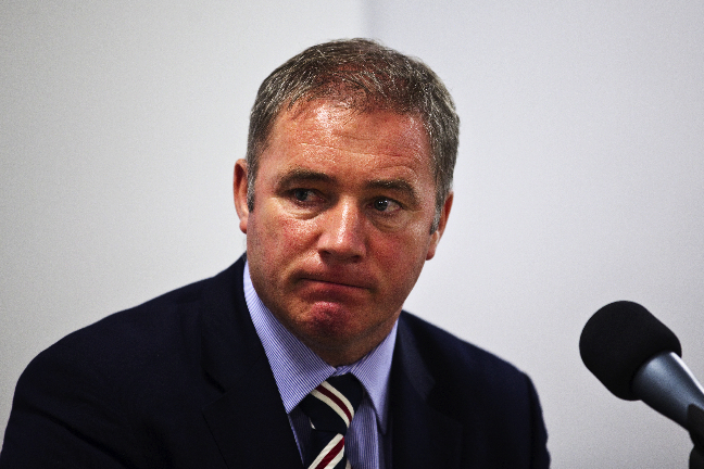 Rangers-tränaren Ally McCoist var inte glad på presskonferensen efter matchen. Rangers-tränaren Ally McCoist var inte glad på presskonferensen efter matchen.