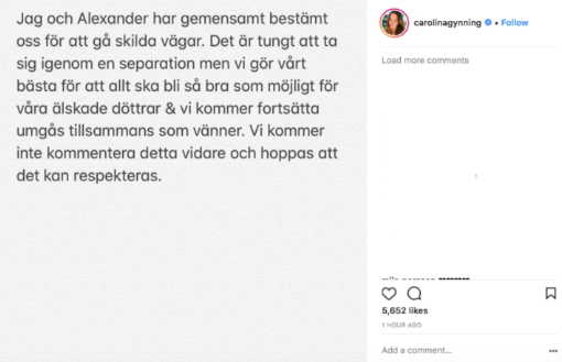 Gynnings instagraminlägg. Gynnings instagraminlägg.