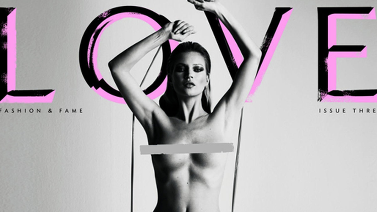 Kate Moss pryder omslaget till magasinet Love år 2010. 