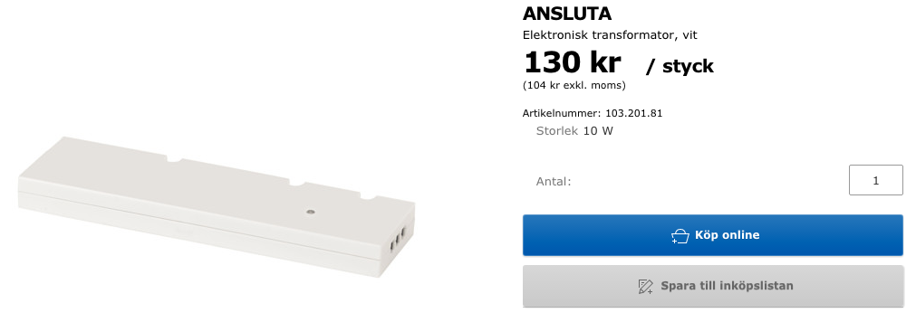 Produkten ansluta. Produkten ansluta.