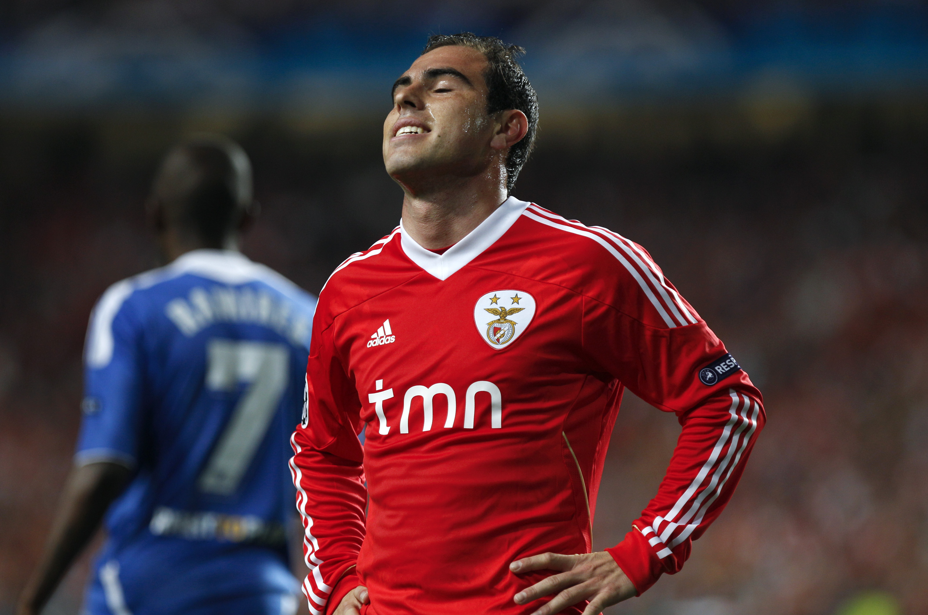 Benficas Bruno Cesar deppar efter 1-0 förlusten i förra veckan.